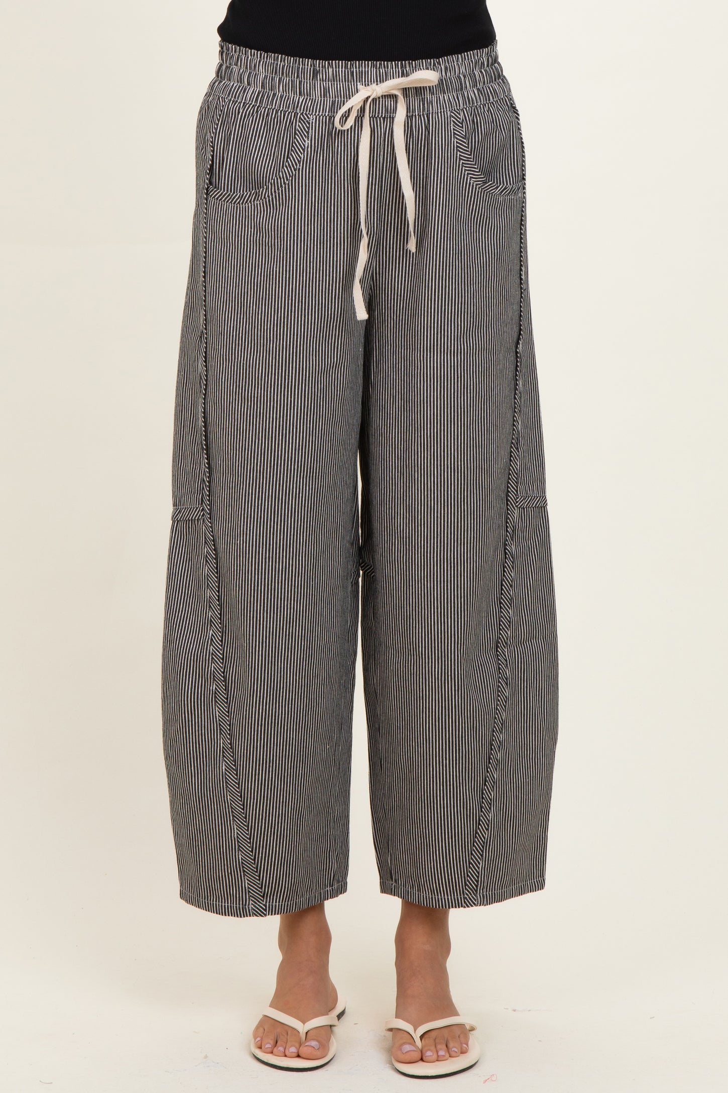 Black Striped Relaxed Fit Pants