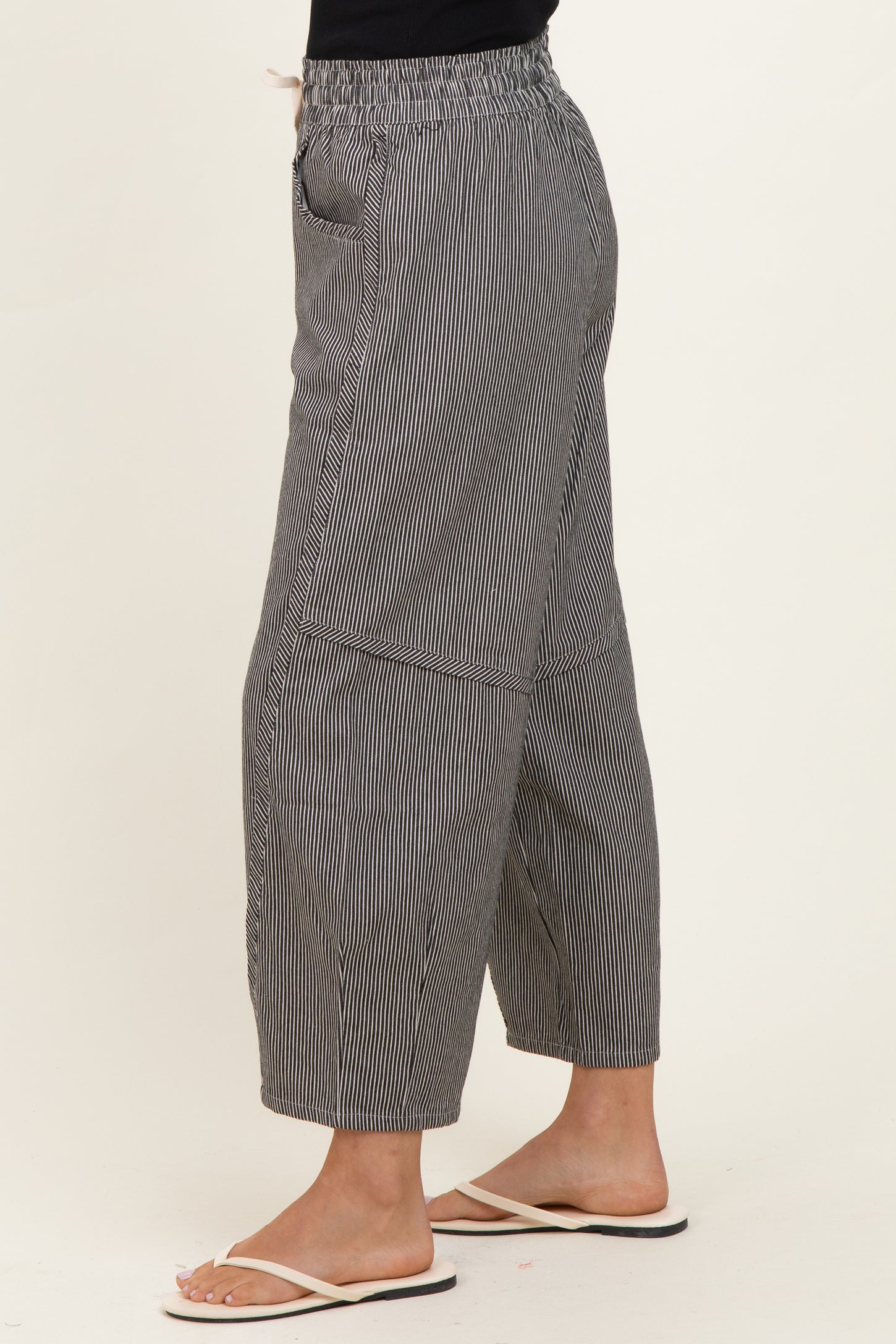Black Striped Relaxed Fit Pants