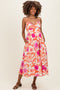 Ivory Pink Floral Wrap Maternity Midi Dress