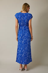 Royal Blue Printed Wrap Maxi Dress
