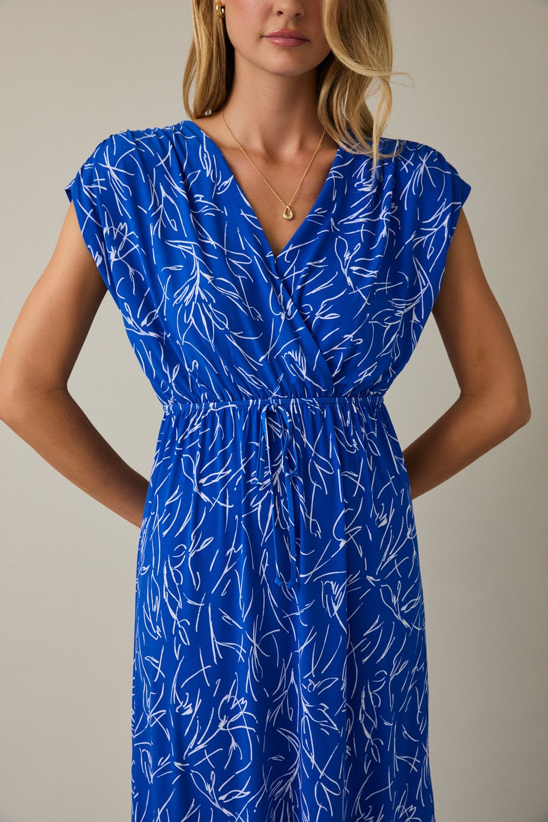 Royal Blue Printed Wrap Maxi Dress