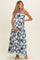 Navy Floral Shoulder Tie Tiered Maternity Maxi Dress