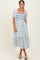 Porcelain Blue Floral Smocked Puff Sleeve Midi Dress