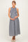 Navy Gingham Smocked Cutout Tie Back Maternity Maxi Dress