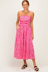 Hot Pink Gingham Midi Dress