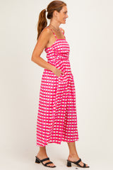 Hot Pink Gingham Midi Dress