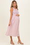 Blush Gingham Sleeveless Smocked Maternity Midi Dress