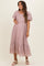 Mauve Printed Puff Sleeve Maternity Midi Dress
