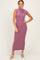 Mauve Ribbed Knit Mock Neck Maxi Dress