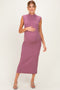 Mauve Ribbed Knit Mock Neck Maternity Maxi Dress