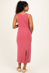 Berry Ribbed Maternity Midi Tank Dress