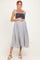 Navy Polka Dot Stripe Shoulder Tie Maternity Midi Dress