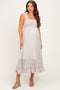 Stone Smocked Shoulder Tie Maternity Maxi Dress