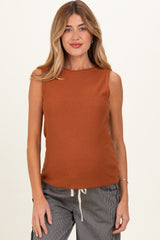 Copper Knit Sleeveless Maternity Top