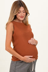 Copper Knit Sleeveless Maternity Top