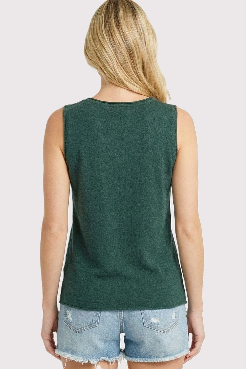 Dark Green Knit Sleeveless Top