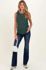 Dark Green Knit Sleeveless Maternity Top