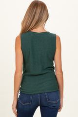 Dark Green Knit Sleeveless Maternity Top