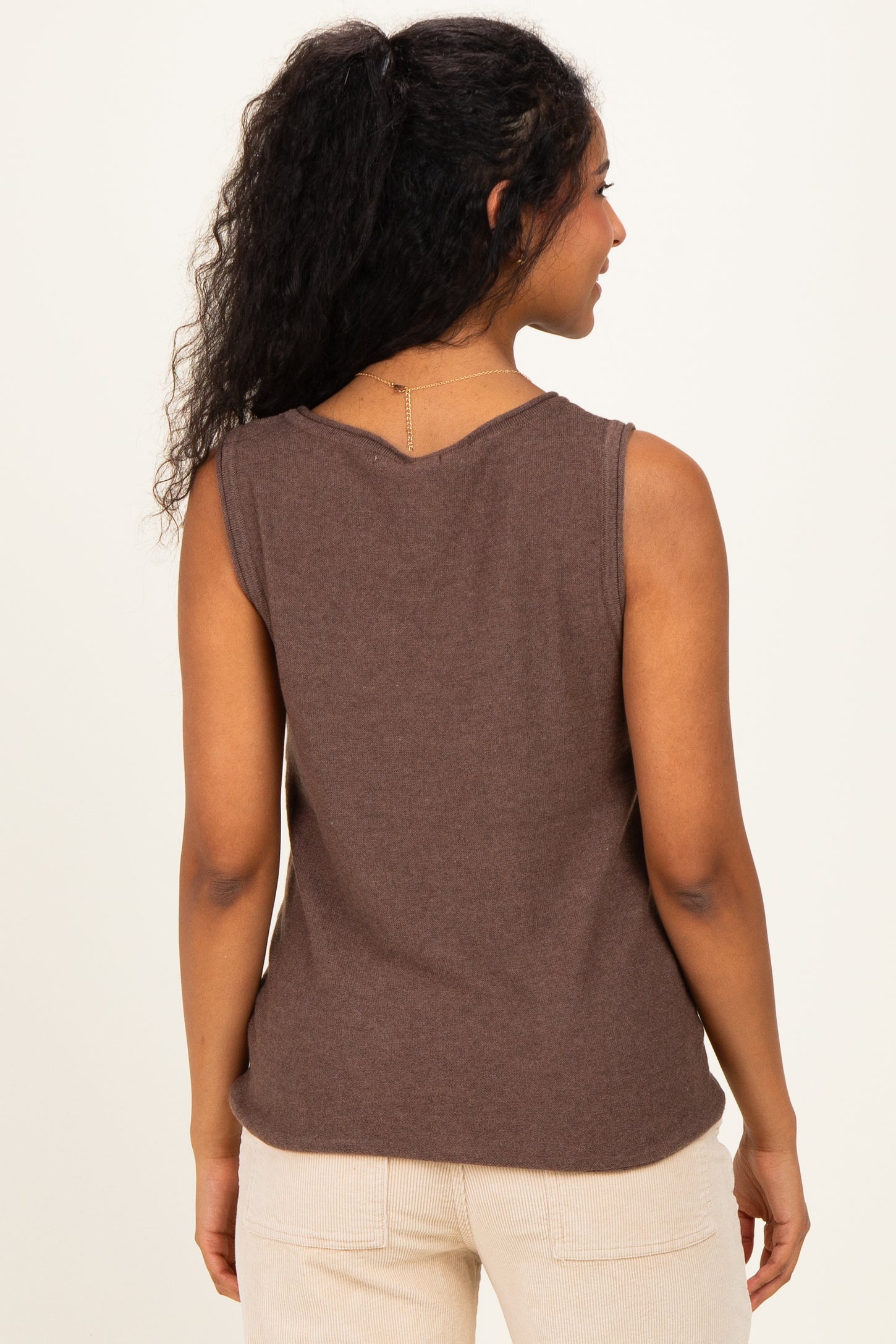 Dark Mocha Knit Sleeveless Maternity Top