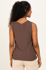 Dark Mocha Knit Sleeveless Maternity Top