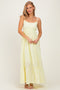 Yellow Eyelet Lace Sleeveless Ruffle Hem Maxi Dress