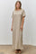 Cream Striped Knit Scallop Accent Maxi Dress