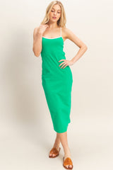 Green Cutout Fitted Midi Dress