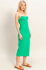 Green Cutout Fitted Midi Dress