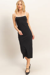 Black Cutout Fitted Midi Dress