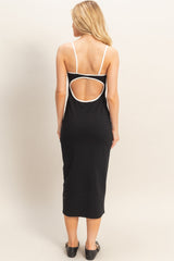 Black Cutout Fitted Midi Dress