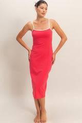 Tomato Cutout Fitted Midi Dress