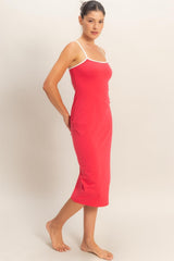 Tomato Cutout Fitted Midi Dress