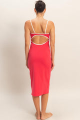Tomato Cutout Fitted Midi Dress