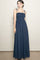 Navy Smocked Shoulder Tie Maxi Dress