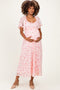 Peach Floral Lace Maternity Maxi Dress