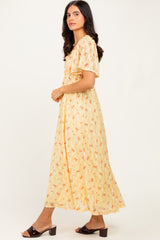 Yellow Floral Lace Maxi Dress