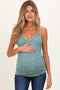 Olive Floral Fitted Sleeveless Maternity Cami Tank Top