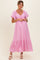 Pink Flutter Sleeve Ruffle Hem Maternity Maxi Dress