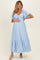 Light Blue Flutter Sleeve Ruffle Hem Maternity Maxi Dress