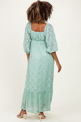 Mint Lace Long Sleeve Maternity Maxi Dress