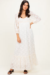 Ivory Lace Long Sleeve Maxi Dress