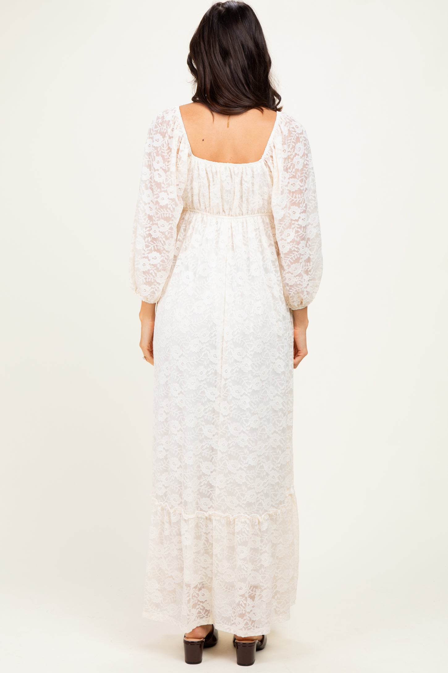 Ivory Lace Long Sleeve Maxi Dress