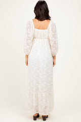 Ivory Lace Long Sleeve Maxi Dress