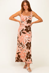 Pink Floral Scoop Back Maxi Dress