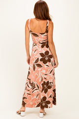 Pink Floral Scoop Back Maxi Dress