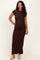 Brown Fitted Short Sleeve Maternity Maxi Dress