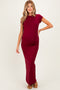 Burgundy Fitted Short Sleeve Maternity Maxi Dress