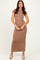 Mocha Fitted Short Sleeve Maxi Dress