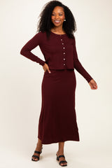 Burgundy Knit Dress Cardigan Set