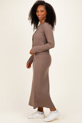 Mocha Knit Dress Cardigan Set